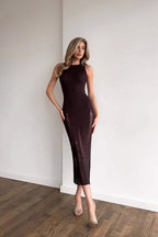 Waist Slim Hollow Knit Maxi Dress image 1