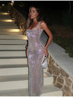 Sequin Square Neck Slim Fit Party Party Dress image 1