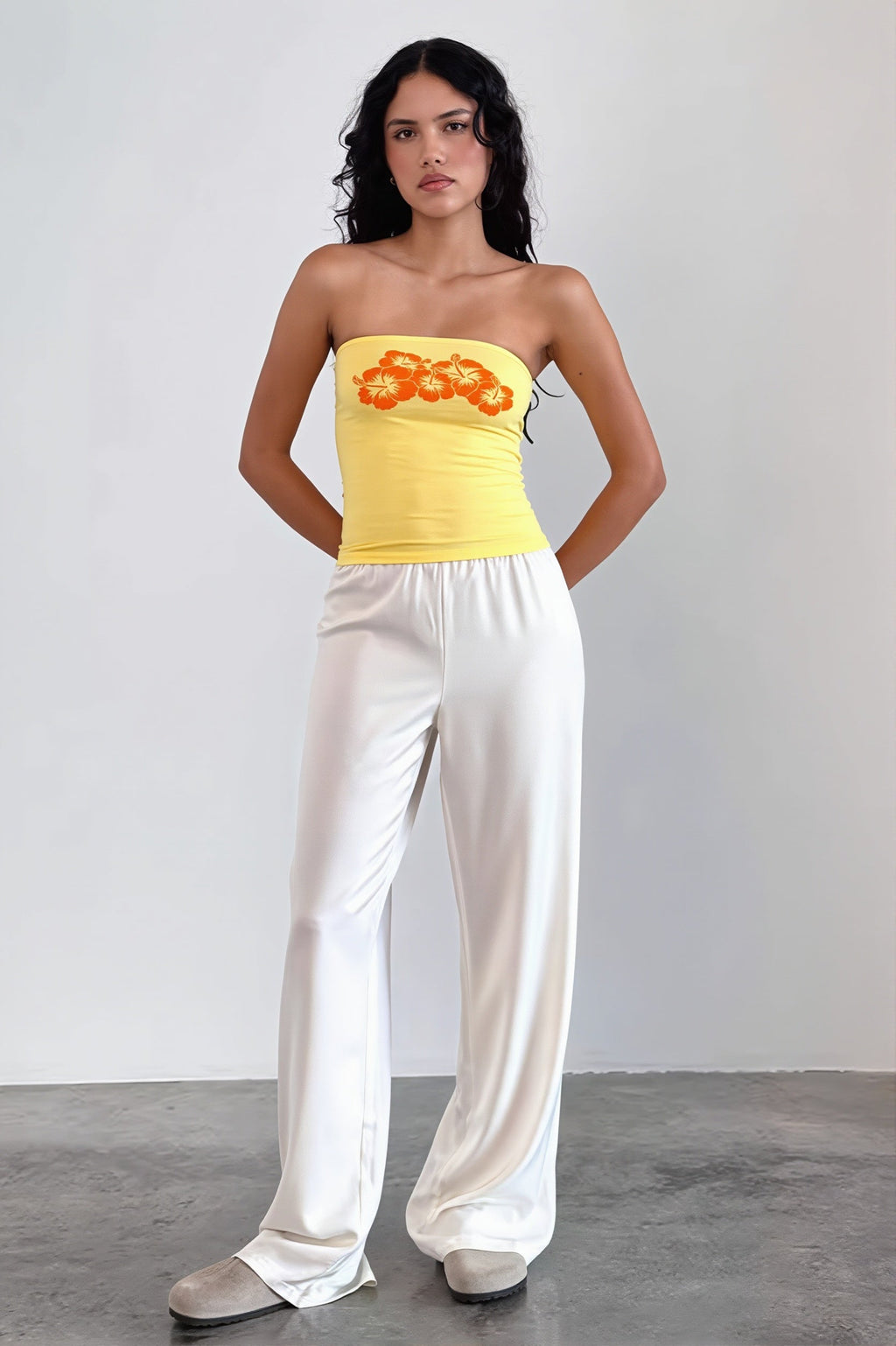Printed Strapless Backless Crop Top Sexy Slim Blouse image 1