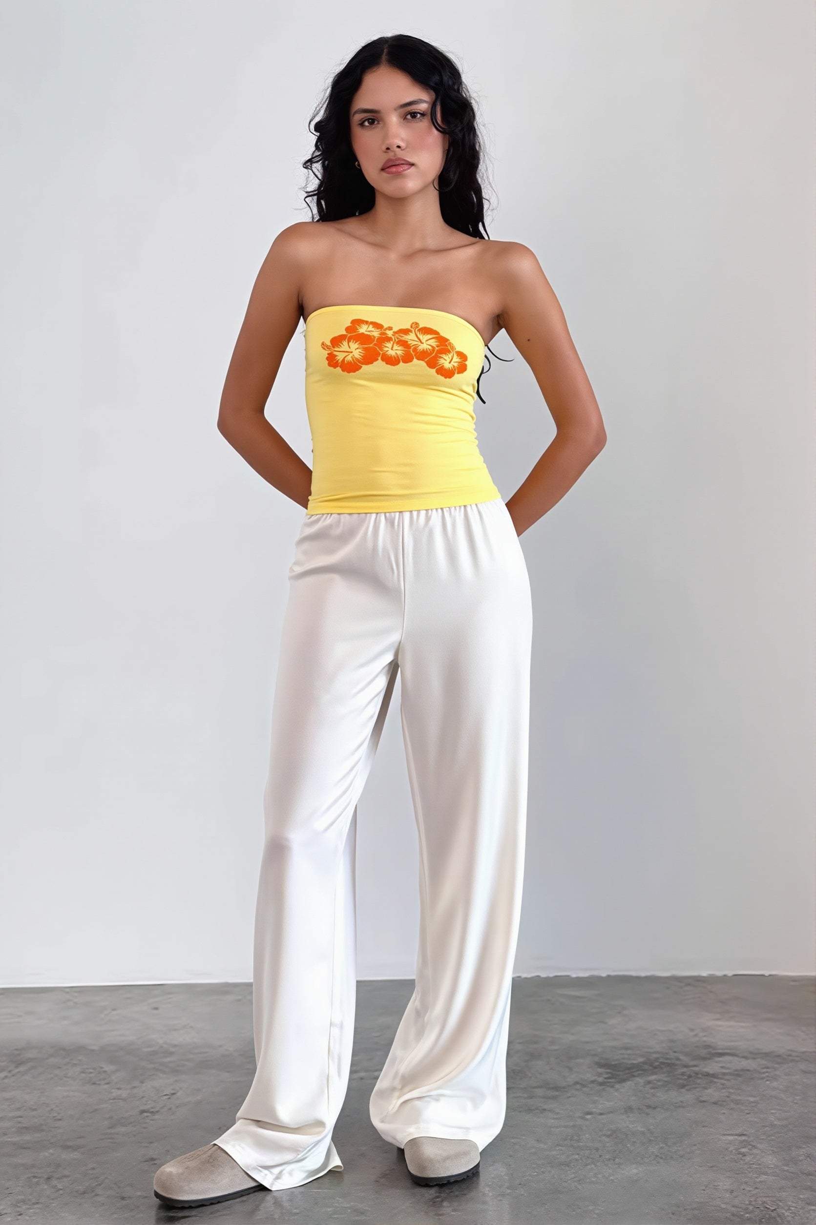 Printed Strapless Backless Crop Top Sexy Slim Blouse image 1