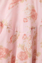 Holiday Pink Flower Print Halter Floral Dress image 4