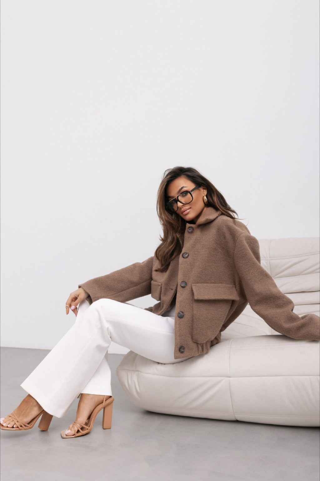 Trendy Solid Wool Pocket Elastic Snap Coat image 5