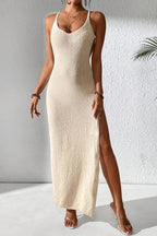 Hollow Out Sheer Split Cami Knit Sweater Dress image 4