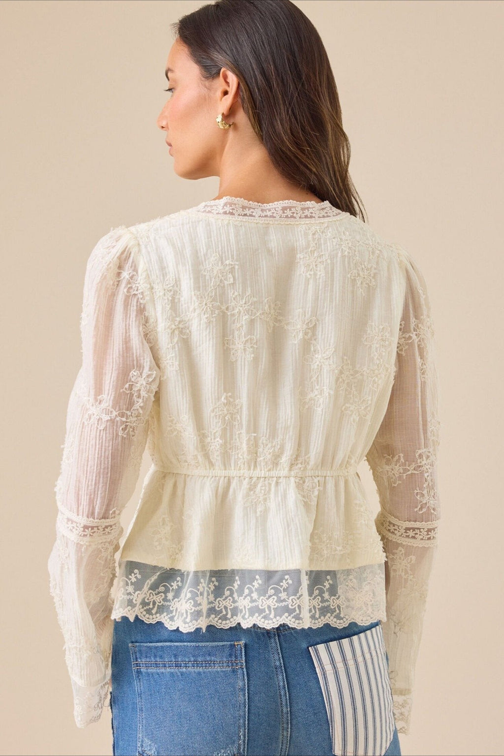 Lace Casual Hollow Out Long Sleeve Blouse image 3
