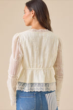 Lace Casual Hollow Out Long Sleeve Blouse image 3