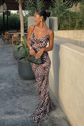 Sheer Mesh Cowl Neck Slip Strap Maxi Dress image 2