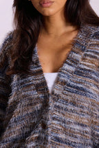 New Retro Fashion Deep V-Neck Maillard Plush Long-Sleeve Knit Cardigan image 16