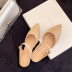 Amelie Flat Sandals detail view styled for Avrienne