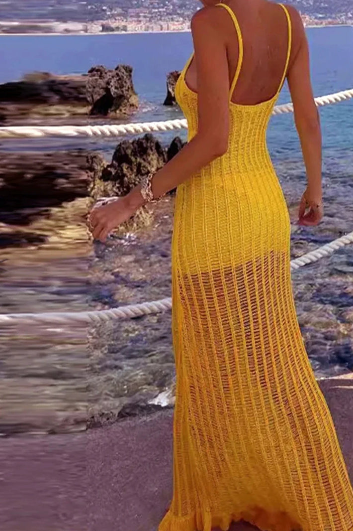 Knitted Cami Hollow Out Beach Maxi Dress image 2