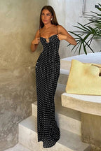 Polka Dot Lace Cami Backless Maxi Dress image 1