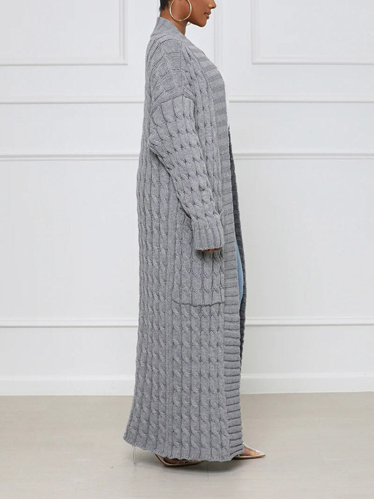 Knitted Solid Graceful Open Front Cardigan image 21