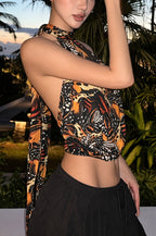 Retro Butterfly Tie Ribbon Halter Top image 2