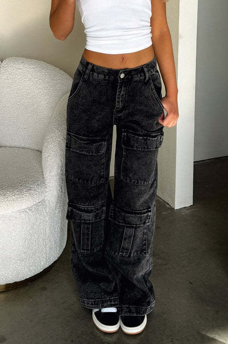 Retro Pocket Washed Cargo Straight Jeans image 5