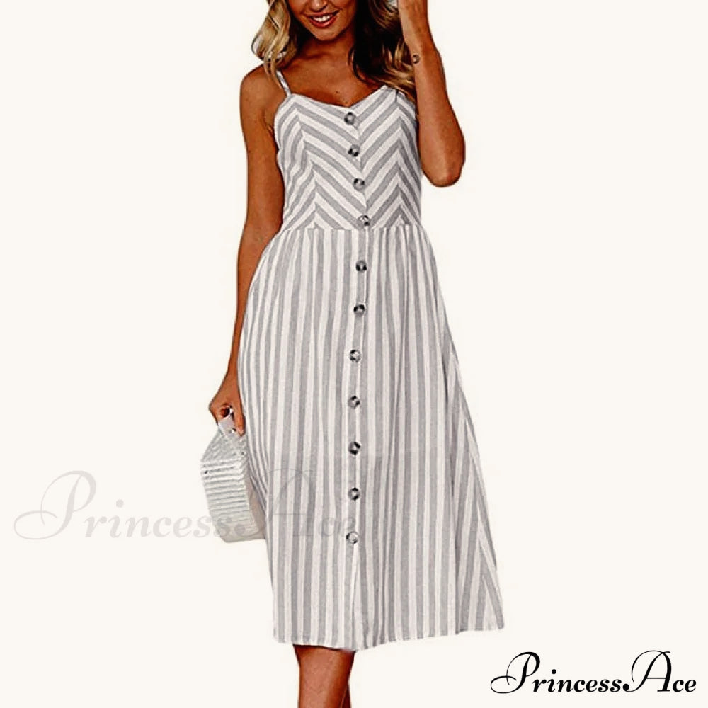 Polka Dot Striped Backless Midi Dress image 16