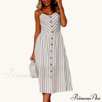Polka Dot Striped Backless Midi Dress image 16