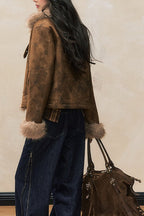 Brown Faux Fur Trim Wool Blend Coat image 4