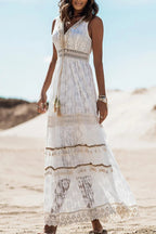 Lace V Neck Hollow Boho Dress image 6