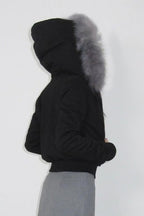 Fur Trim Hooded Zip Waist Jacket image 3