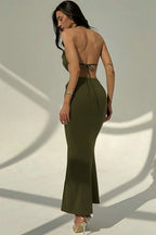 Sexy Halter Deep V Neck Backless Metal Maxi Dress image 13