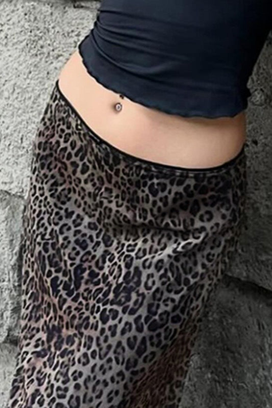 Lace Trim Leopard Patchwork Skirt image 3