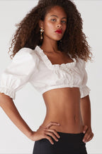 Elegant Button Ruffle Cropped Blouse image 4