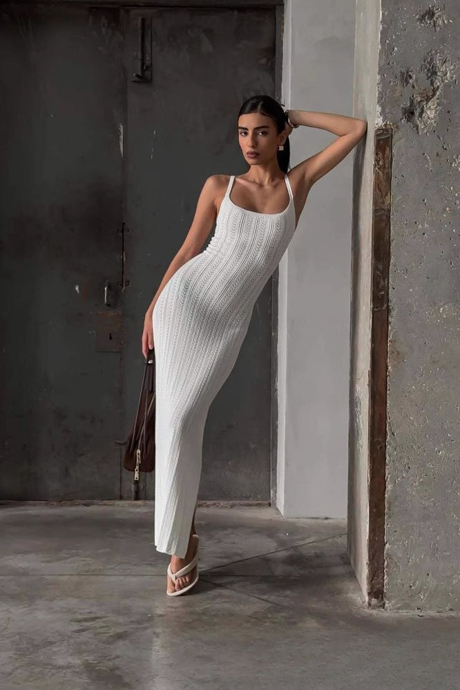 Ribbed Knit U Neck Maxi Dress image 1