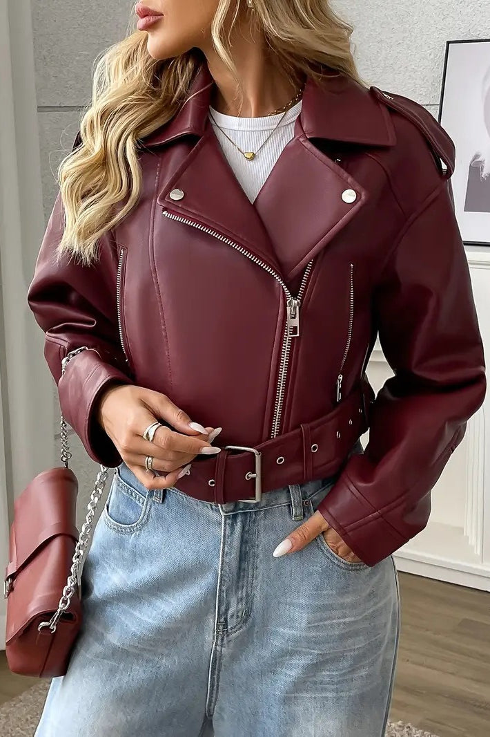 Vintage Cropped PU Leather Jacket image 3