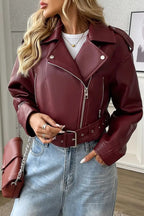 Vintage Cropped PU Leather Jacket image 3