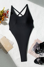 Chic Halter Cross Backless Cut Out One Piece Swimwear image 3