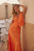 Cotton Linen Vest Swing Skirt Set image 8