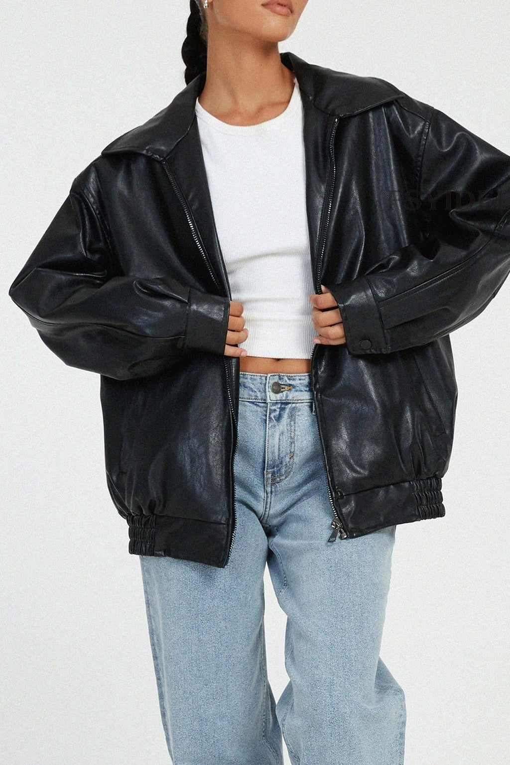 PU Leather Bomber Jacket image 5