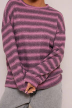 Relaxed Elegant Striped Knit Pullover Blouse image 5