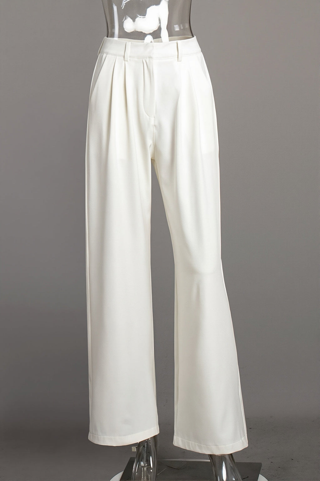 Chic White High Waist Loose Pants image 4