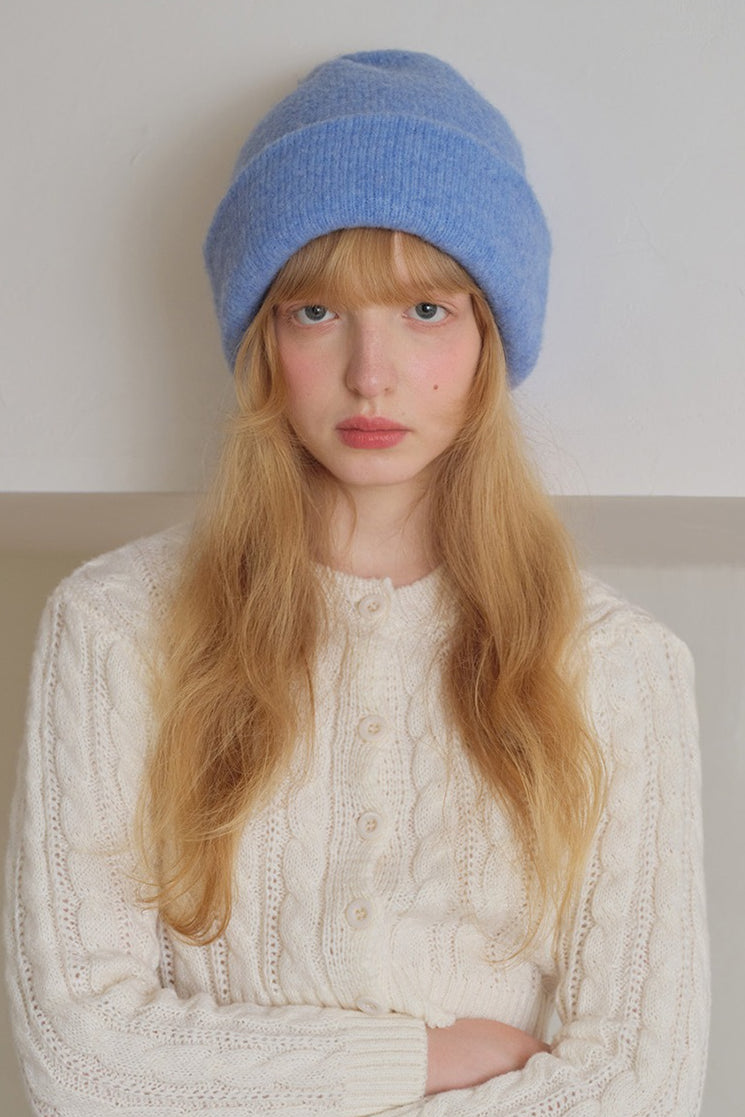 Solid Color Wool Blend Double Layer Seamless Thick Knitted Hat image 2