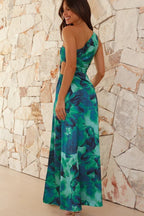 Sexy One Shoulder Floral Print Split Maxi Dress image 3