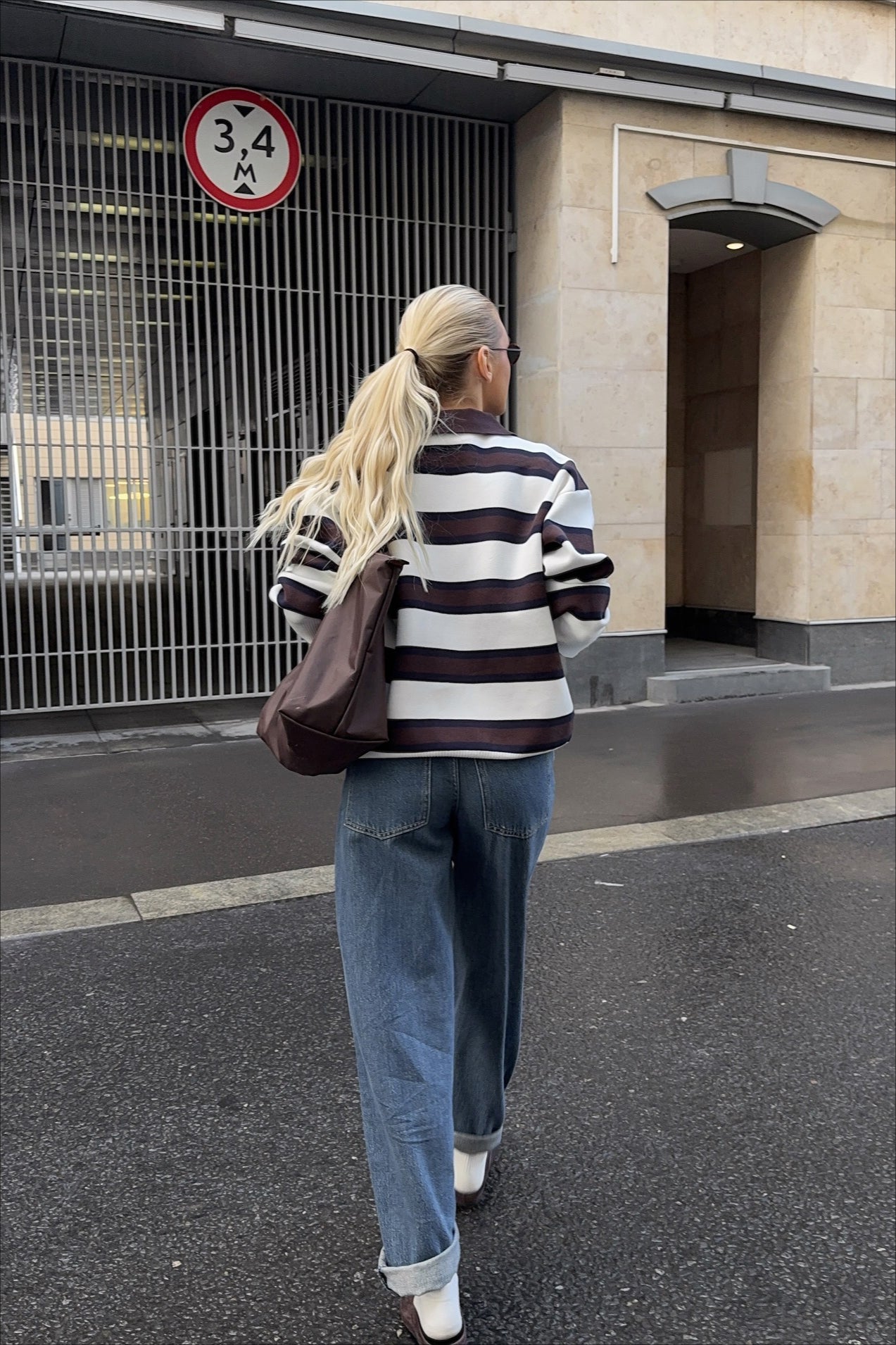 Striped Knit Polo Retro Loose Sweater image 4