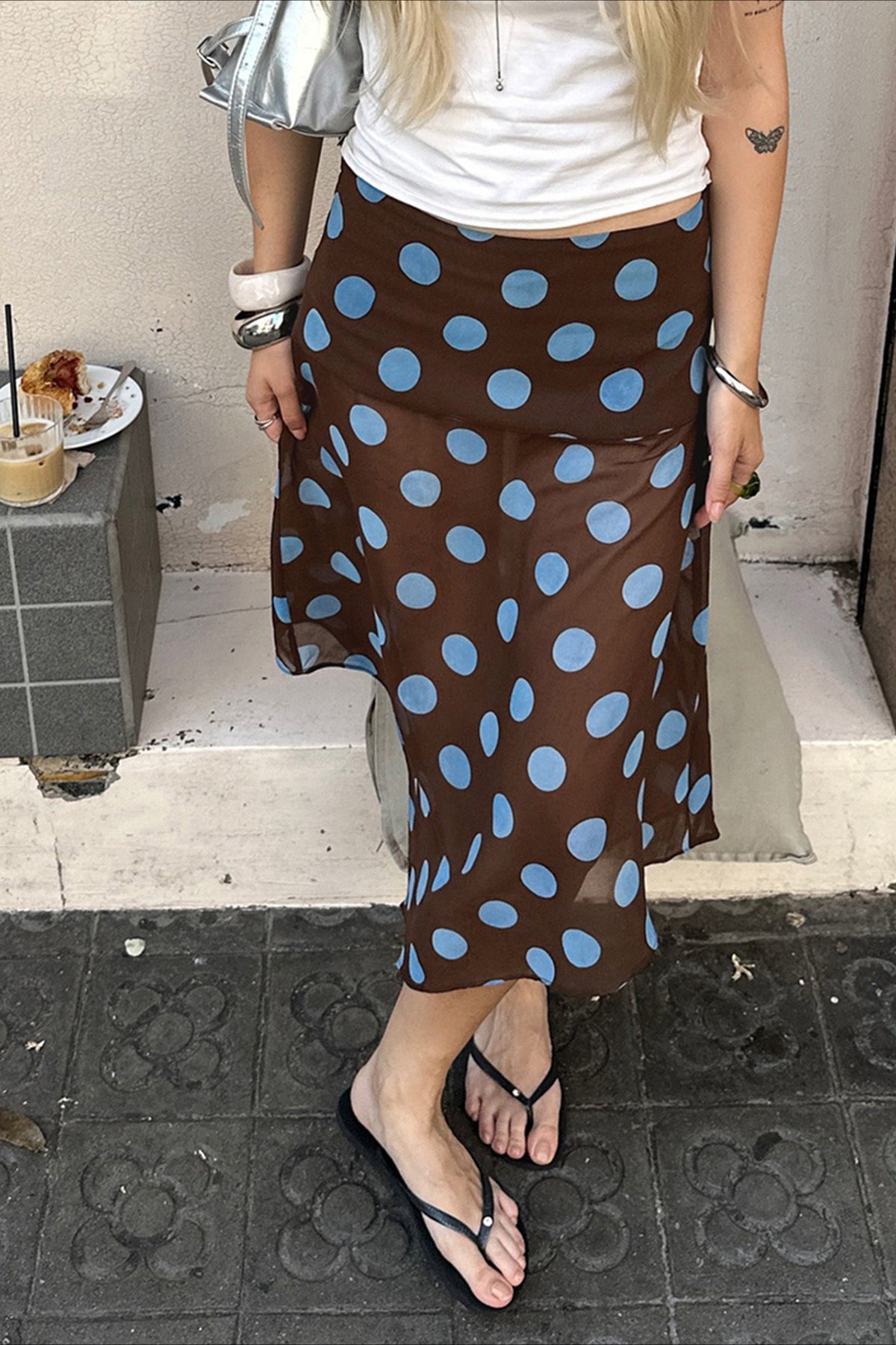 Sheer Polka Dot Ruffled Mesh Skirt image 3