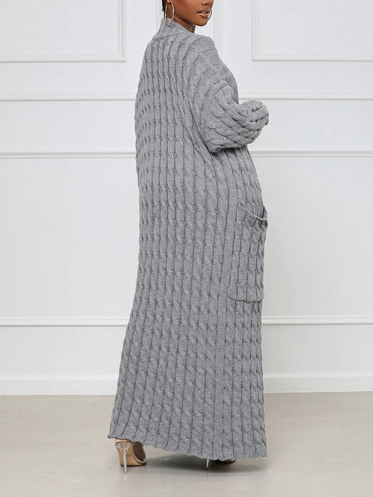 Knitted Solid Graceful Open Front Cardigan image 22