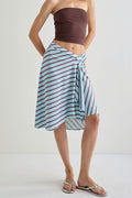 Elegant Striped Irregular Midi Skirt image 1