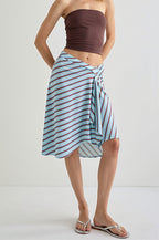 Elegant Striped Irregular Midi Skirt image 1