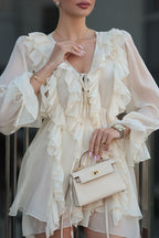Ruffled Chiffon Long Sleeve Mini Dress image 4