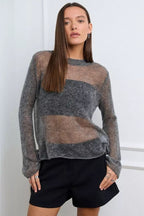 Loose Hollow Out Wool Blend Knit Blouse image 1