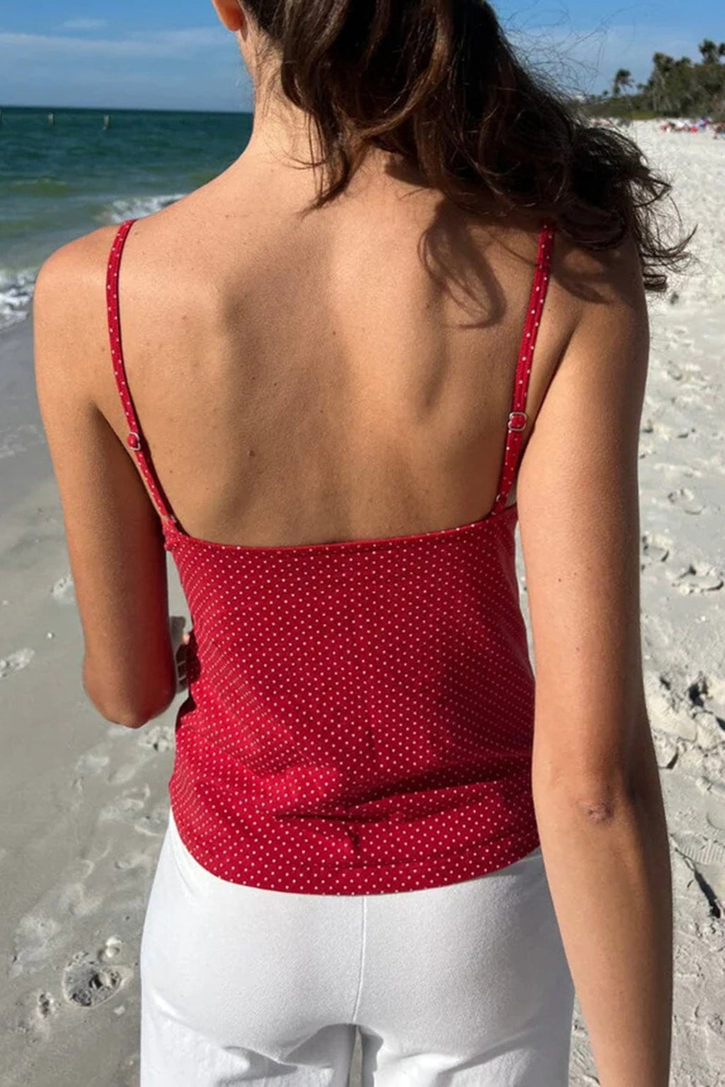 Ruffled Polka Dot Casual Cami Top image 3