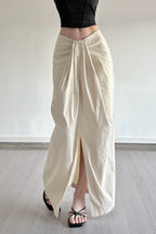 Knotted Waist Solid High-Slit Bodycon Skirt image 3