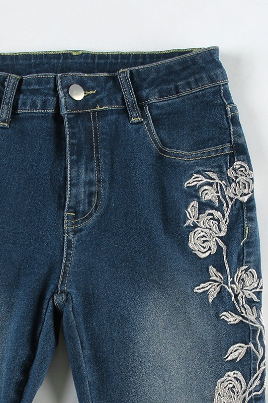 Vintage Gradient Rose Embroidery Bootcut Jeans image 6