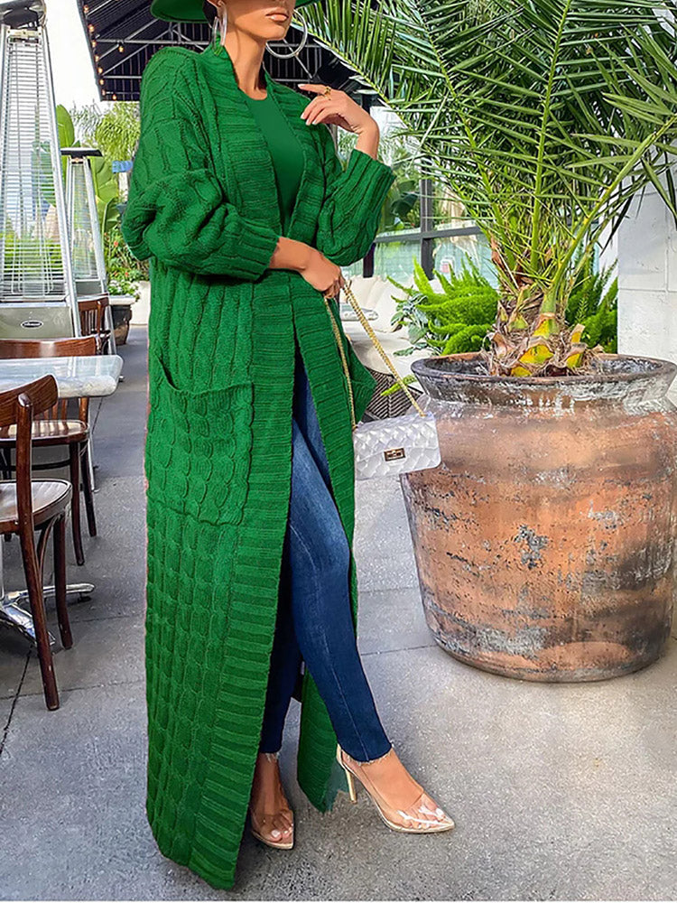 Knitted Solid Graceful Open Front Cardigan image 5