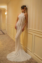 Vintage Lace Off Shoulder Mermaid Train Reception Dress image 3