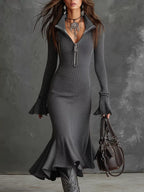 Valeria Ribbed Midi Dress styled for Avrienne