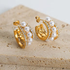 Corinne C-Hoop Earrings detail view styled for Avrienne