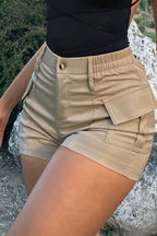 Chic Utility Pocket High Waist Denim Shorts image 1